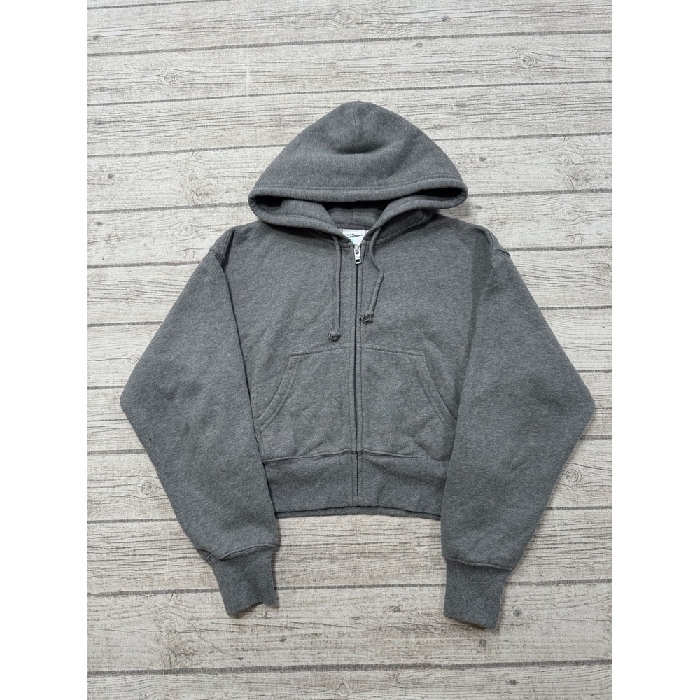 TNA Aritzia Hoodie Womens 2XS Gray Cozy Fleece Cropped Boyfriend Fit Sweatfleece